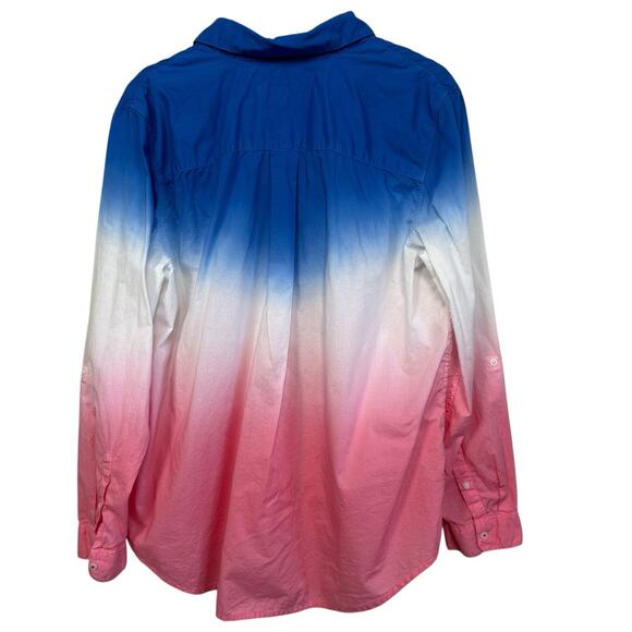 Tommy Hilfiger Women’s Red White Blue Tie Dye Long Sleeve Button Down Shirt XL - Picture 6 of 10